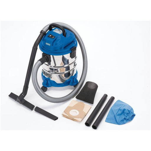 Draper Wet and Dry Vacuum Cleaner with Stainless Steel Tank, 20L, 1250W 20515 Draper  - Town Parts