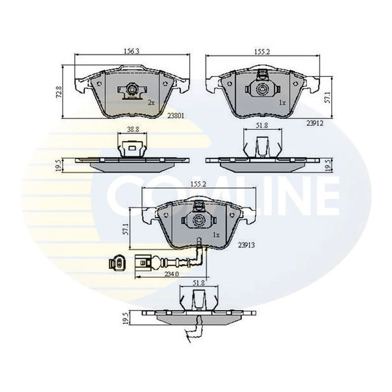 Comline 4 x Front Brake Pad Set CBP11628