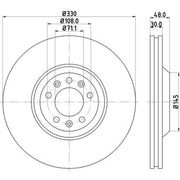 DON 2 x Externally Vented Front Brake Discs PCD13211