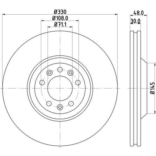 DON 2 x Externally Vented Front Brake Discs PCD13211
