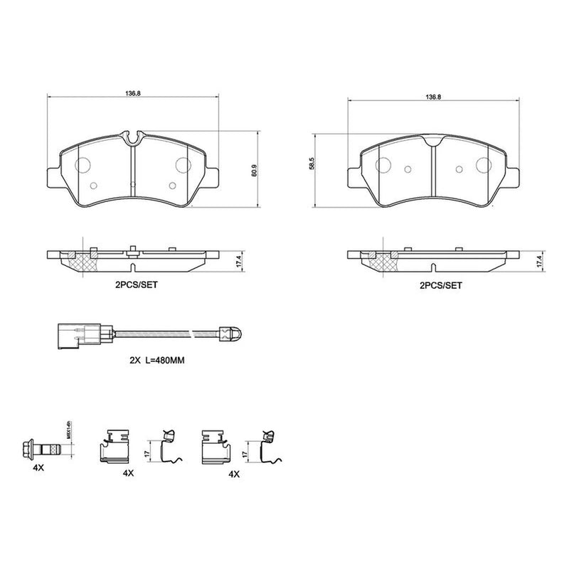 Brembo 4 x Rear Brake Pad Set P24187G