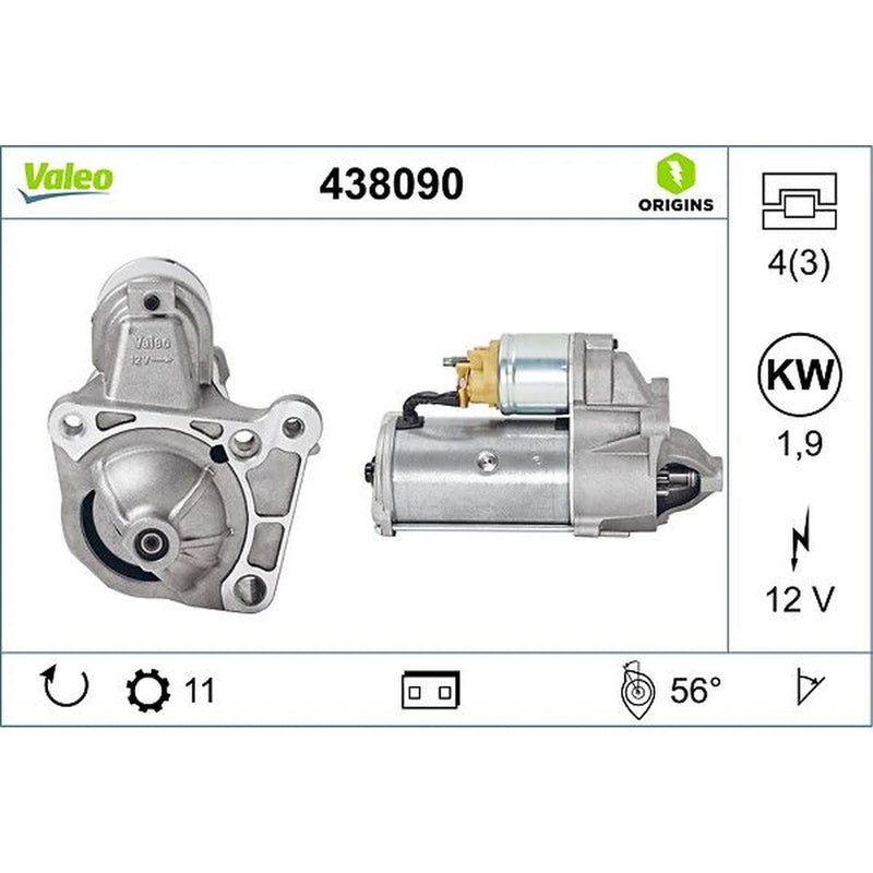 Valeo Starter Motor 12V 1.9kW 11 Teeth 438090