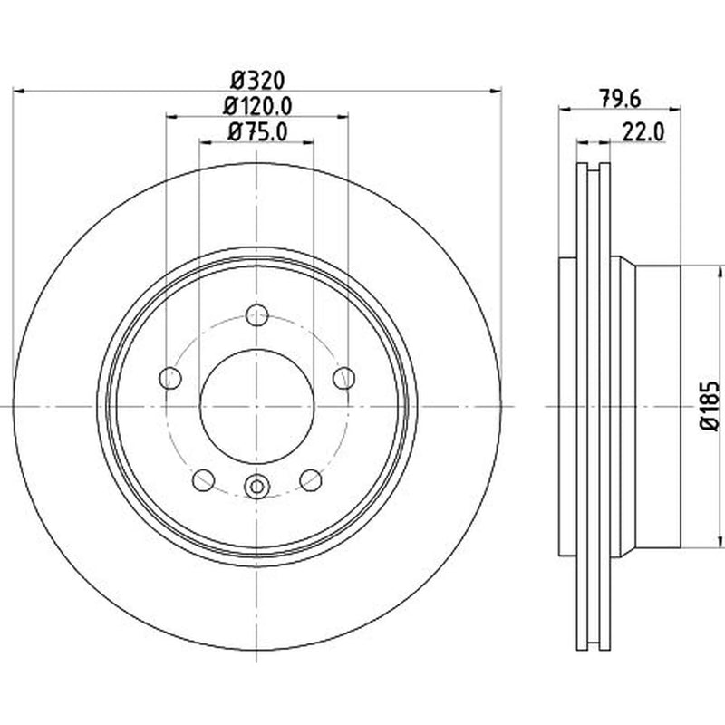 Mintex 2 x Externally Vented Rear Brake Discs MDC1720