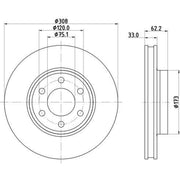 Mintex 2 x Vented Front Brake Discs MDC3230C