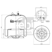 Febi Air Suspension Bellow 260mm Rear 46187