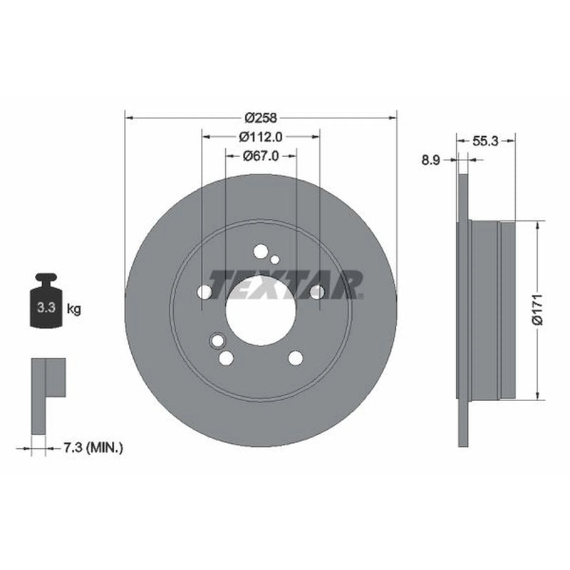 Textar 2 x Solid Rear Brake Discs 92032003
