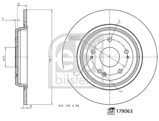 Febi 2 x Brake Disc Set Solid Rear