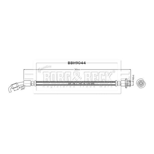 Borg & Beck Brake Hydraulic Hose Line Rear BBH9044
