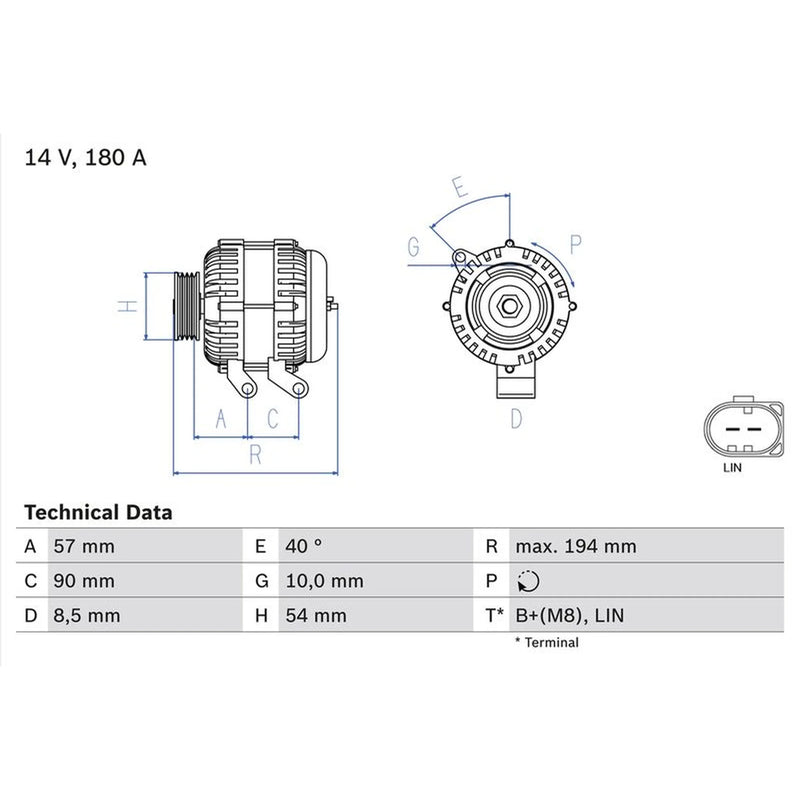 Bosch Car Alternator 12V 0 986 048 400