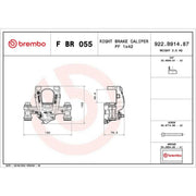 Brembo Brake Caliper Assembly Rear Right FBR055