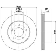 DON 2 x Internally Vented Front Brake Discs PCD22732