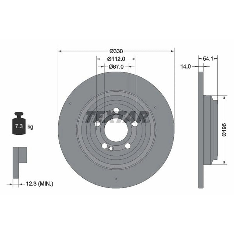 Textar 2 x Solid Rear Brake Discs 92306905