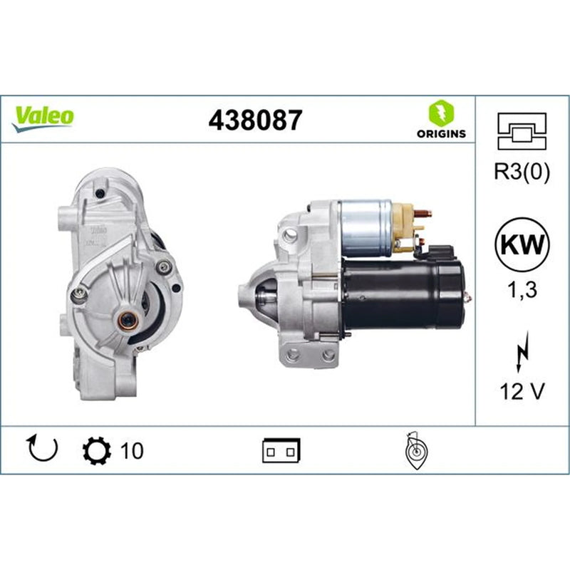 Valeo Starter Motor 12V 1.3kW 10 Teeth 438087
