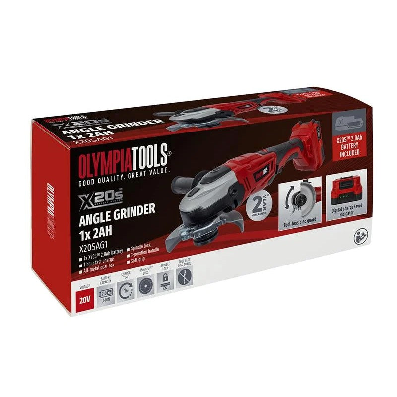 Olympia Power Tools X20S™ Angle Grinder 20V 1 x 2.0Ah Li-ion - 09-940