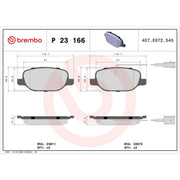 Brembo 4 x Rear Brake Pad Set P23166