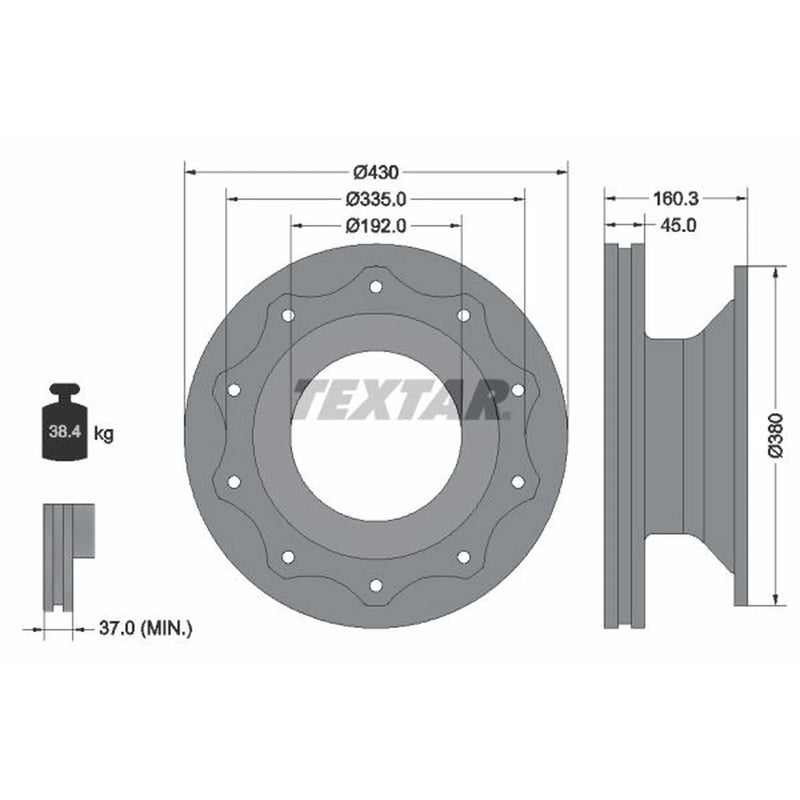 Textar 2 x Internally Vented Brake Discs 93101900