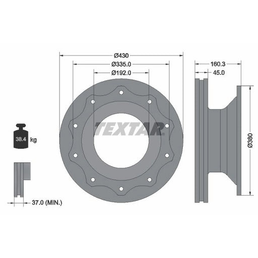 Textar 2 x Internally Vented Brake Discs 93101900