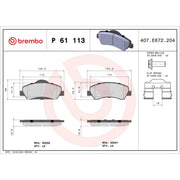 Brembo 4 x Front Brake Pad Set P61113