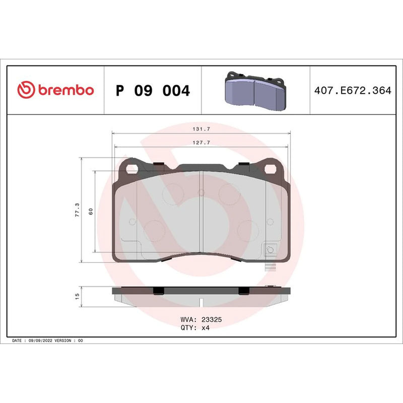 Brembo 4 x Front Brake Pad Set P09004