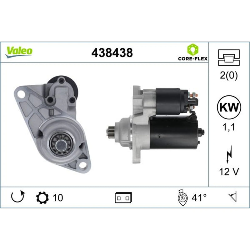 Valeo Starter Motor 12V 1.1kW 10 Teeth 438438