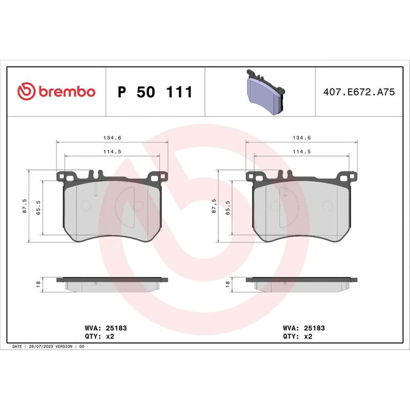 Brembo 4 x Front Brake Pad Set P50111