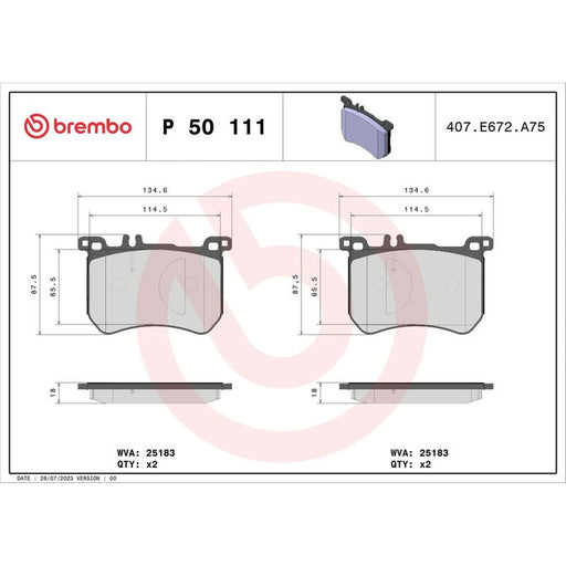 Brembo 4 x Front Brake Pad Set P50111