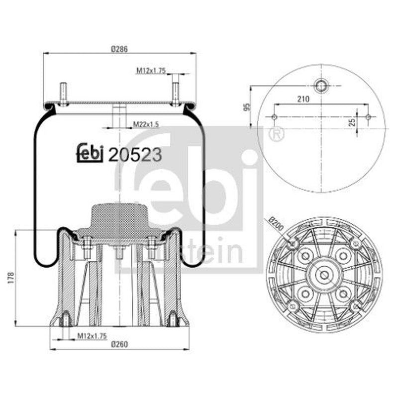 Febi Air Suspension Bellow 260mm 20523
