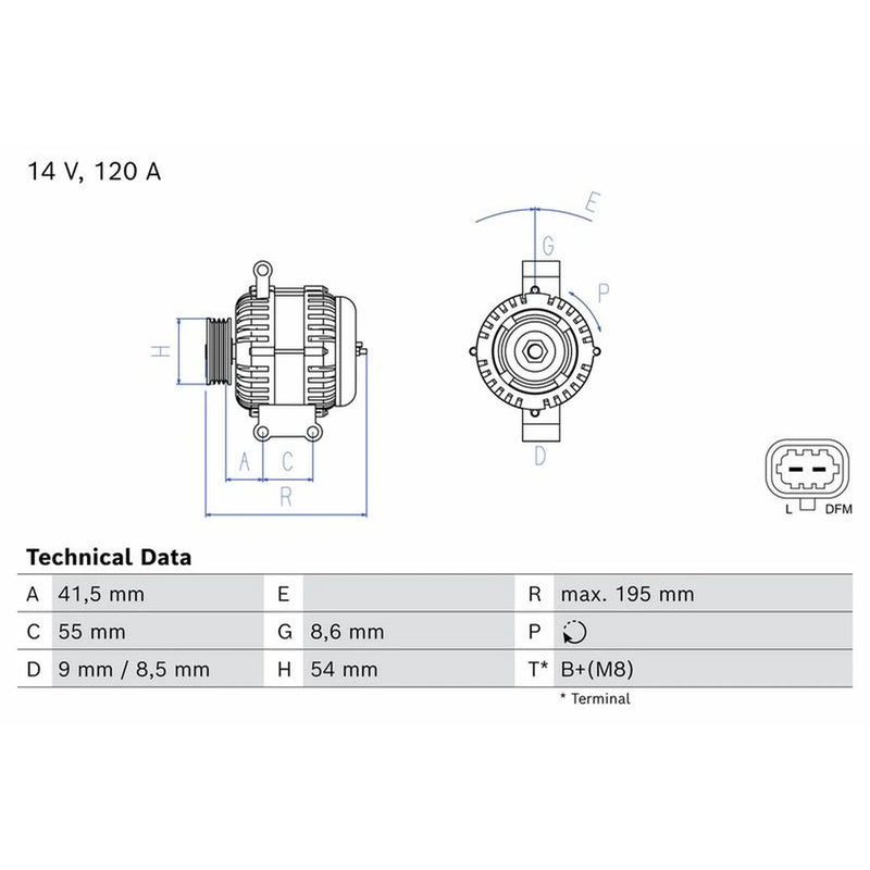 Bosch Car Alternator 12V 0 986 081 120
