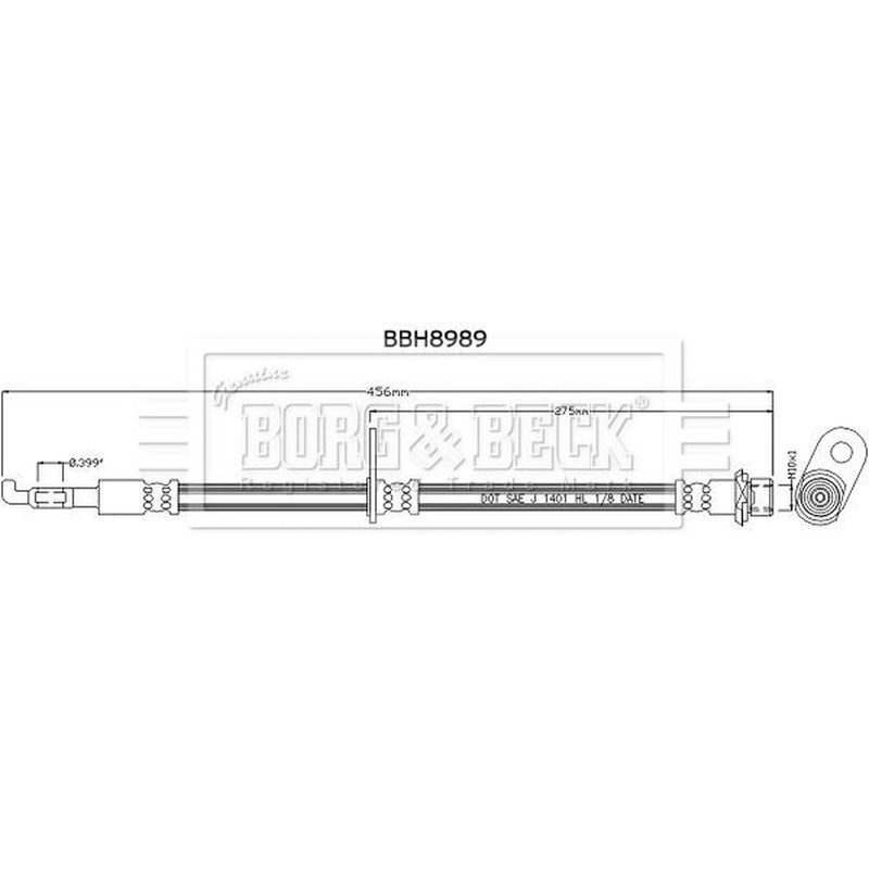 Borg & Beck Brake Hydraulic Hose Line Front Left BBH8989