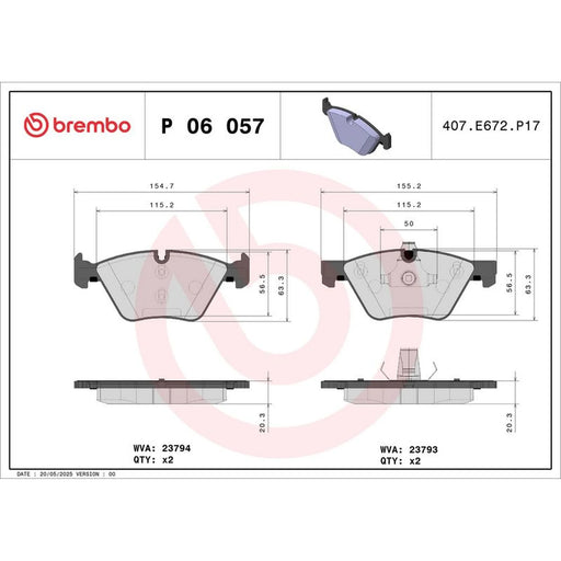 Brembo 4 x Front Brake Pad Set P06057