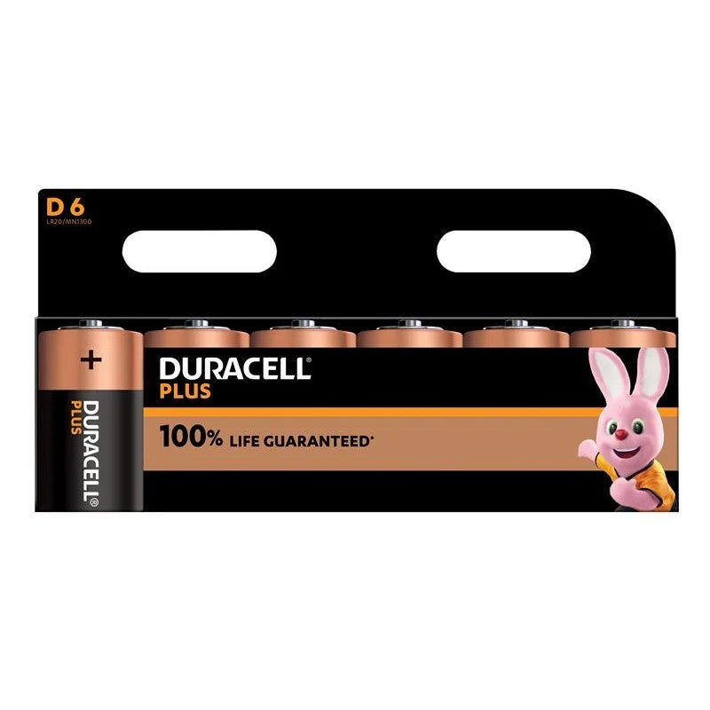 Duracell D Cell +100% Plus Power Batteries (Pack 6) - S18716