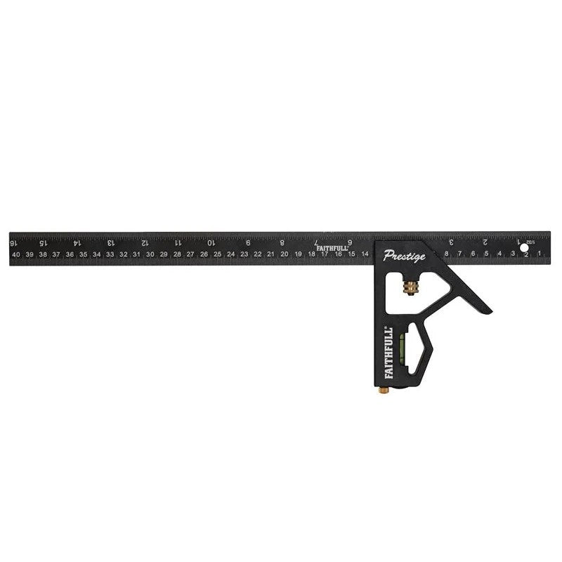 Faithfull Prestige Combination Square Black Aluminium 400mm (16in) - FAICS400CNC