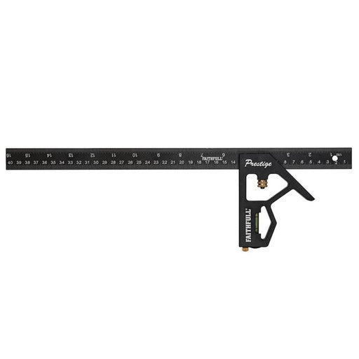Faithfull Prestige Combination Square Black Aluminium 400mm (16in) - FAICS400CNC