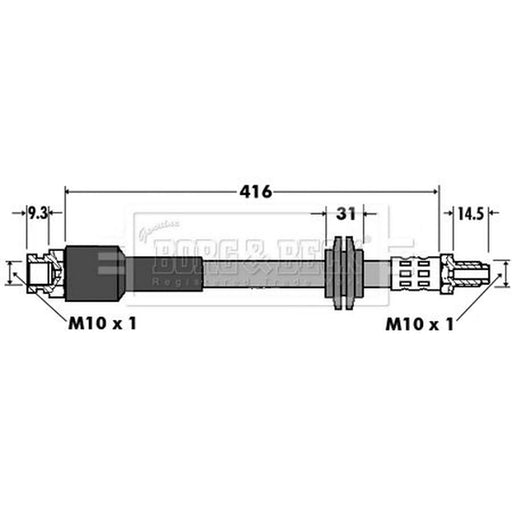 Borg & Beck Brake Hydraulic Hose Line Rear Left BBH7425