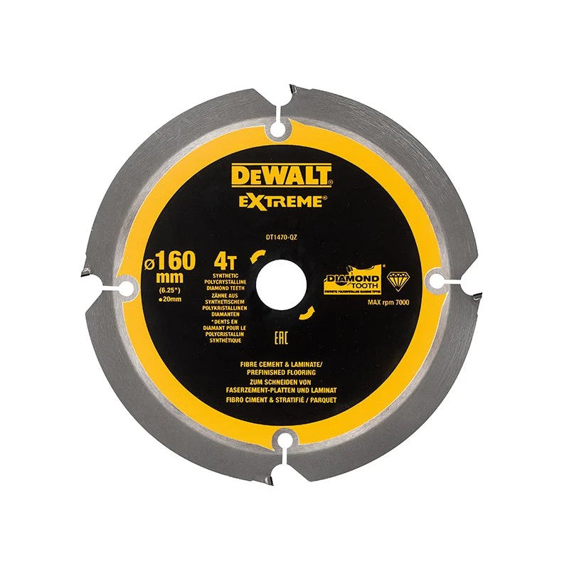 DEWALT Power Tools Extreme PCD Fibre Cement Saw Blade 160 x 20mm x 4T
