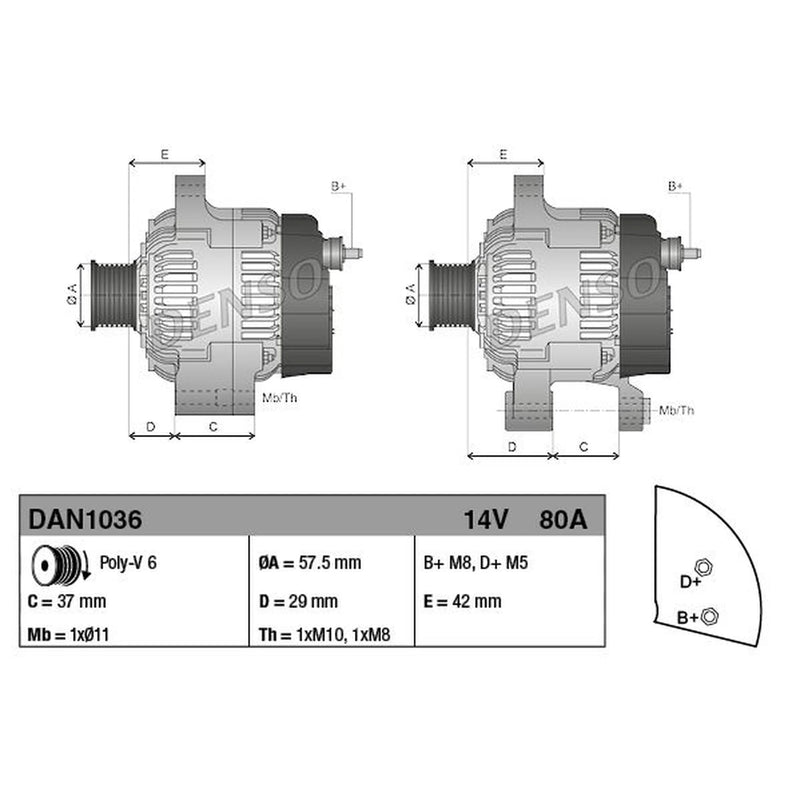 Denso Car Alternator 12V DAN1036