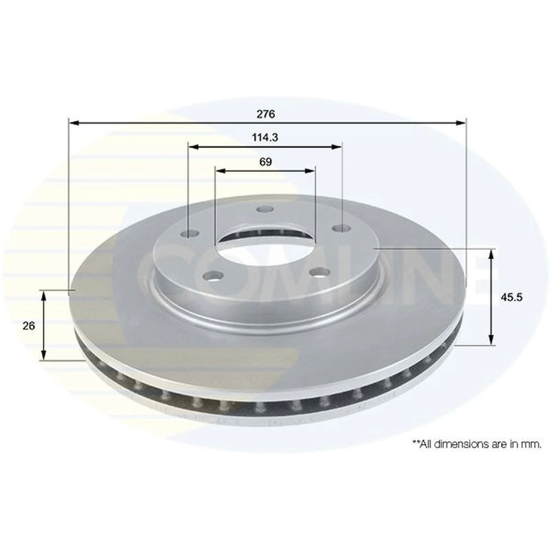 Comline 2 x Front Brake Discs ADC0381V