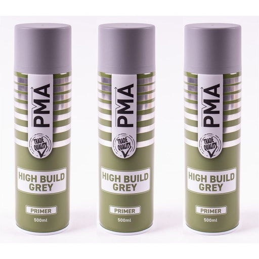 3x High Build Primer - 500ml Spray On Paint - Autotek Grey Aerosol High Coverage PMA  - Town Parts