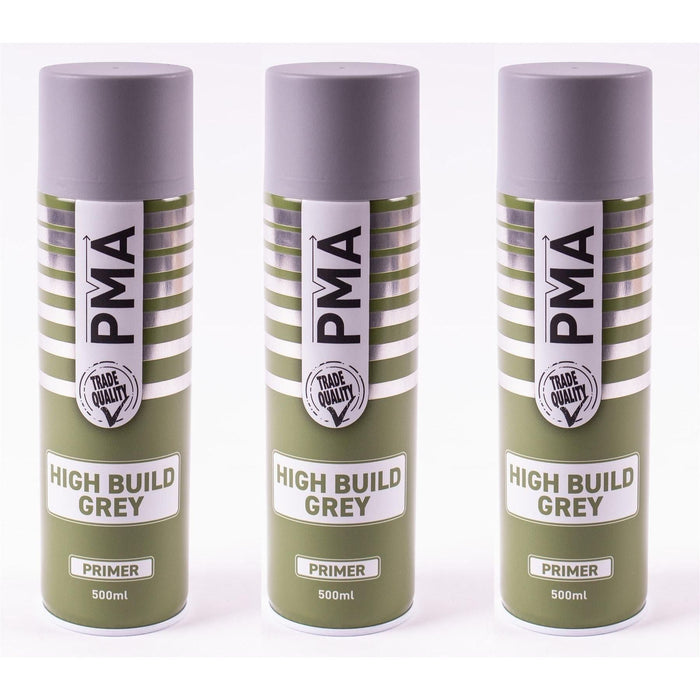 3x High Build Primer - 500ml Spray On Paint - Autotek Grey Aerosol High Coverage PMA  - Town Parts