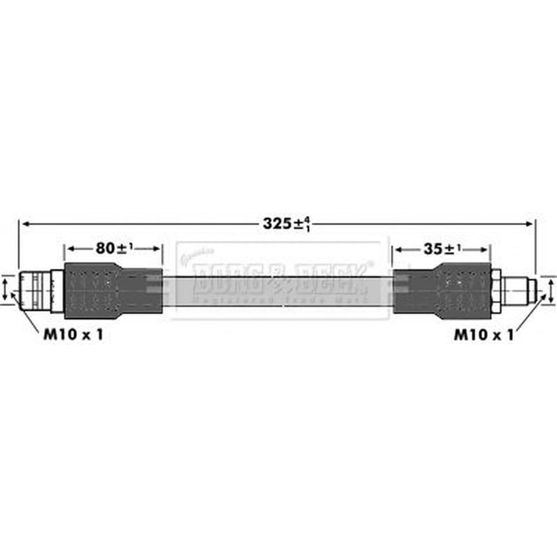 Borg & Beck Brake Hydraulic Hose Line Front Left BBH7095