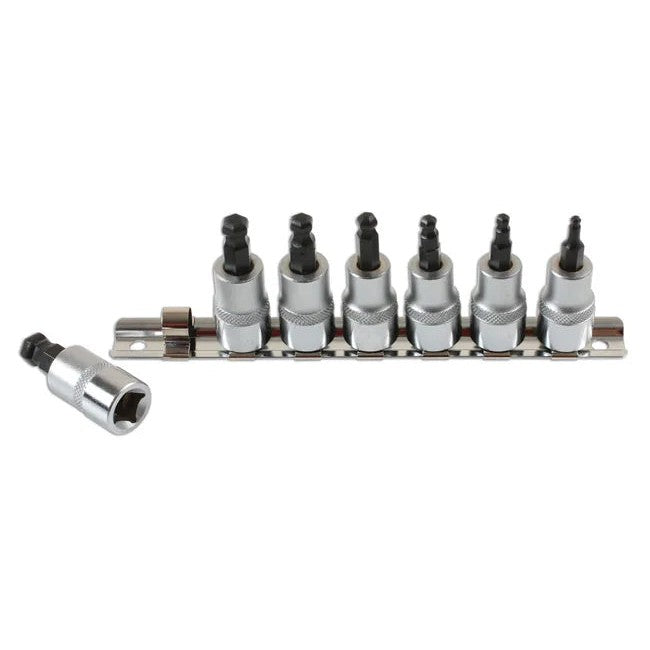Laser Tools Ball End Hex Socket Bit Set 3/8"D 7pc - PL