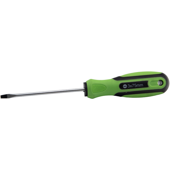 Sealey Slotted Screwdriver SL3 x 75mml (Black/Green)