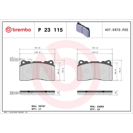 Brembo Front Brake Pad Set P23115