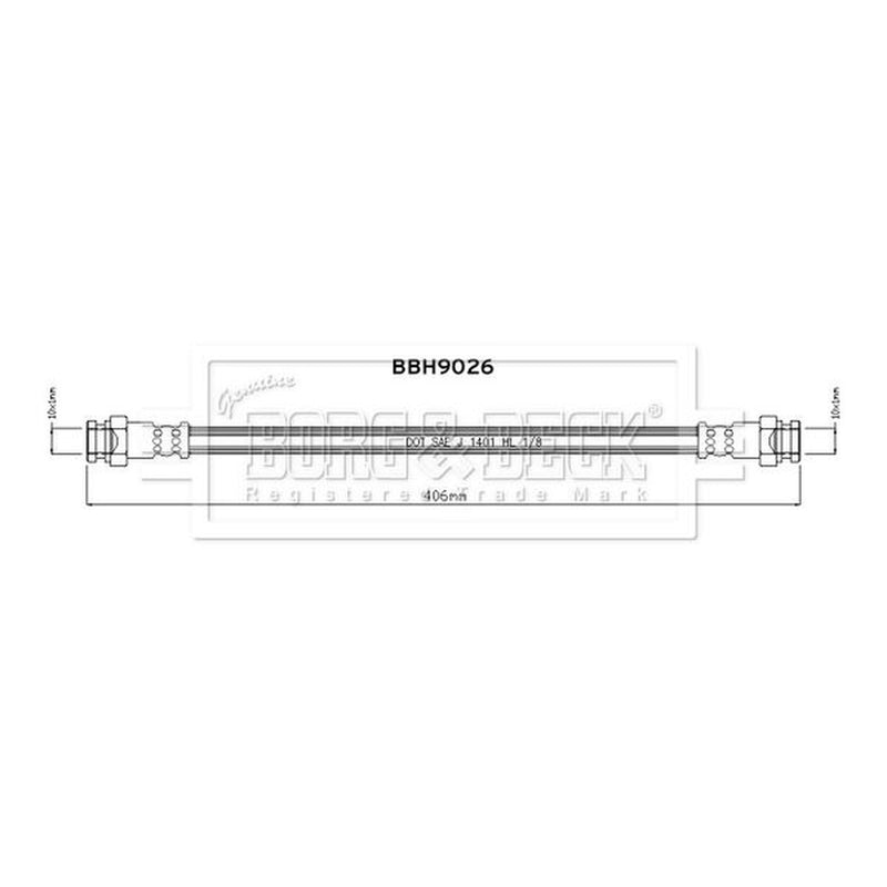 Borg & Beck Brake Hydraulic Hose Line Front Left BBH9026