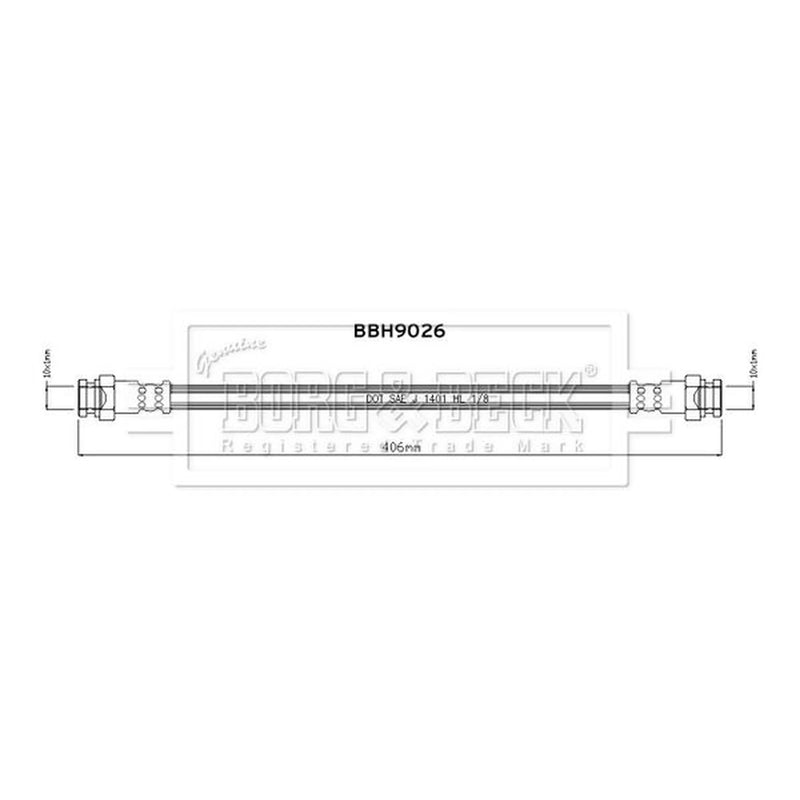 Borg & Beck Brake Hydraulic Hose Line Front Left BBH9026