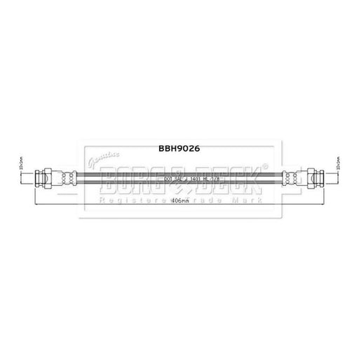 Borg & Beck Brake Hydraulic Hose Line Front Left BBH9026