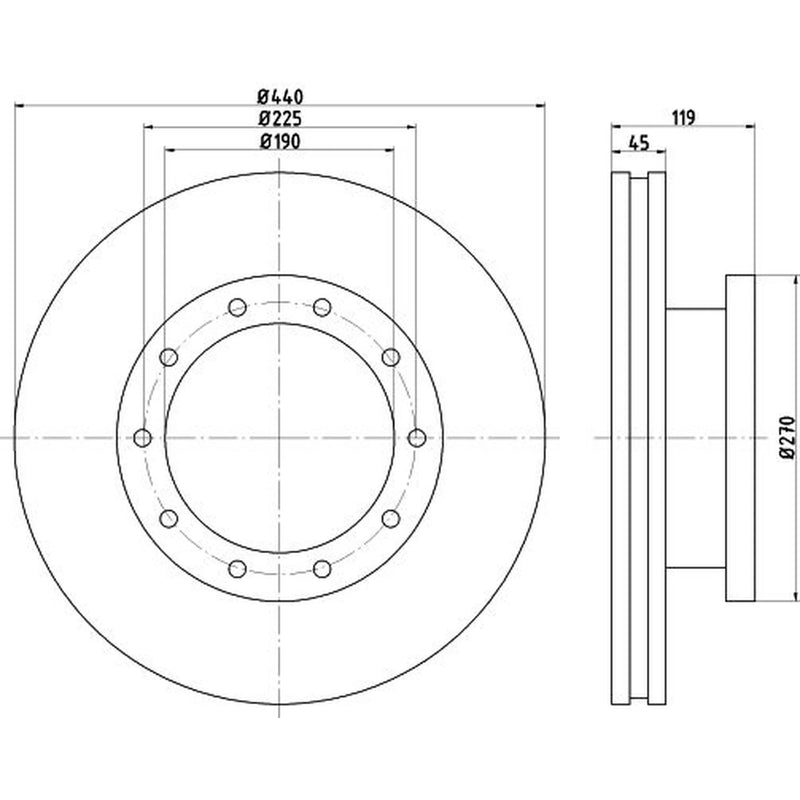 Textar 2 x Internally Vented Brake Discs 93145400