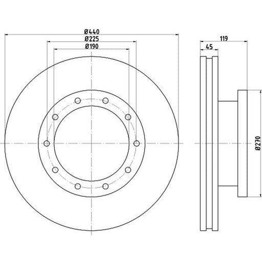 Textar 2 x Internally Vented Brake Discs 93145400