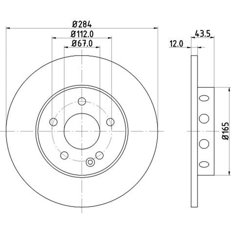 DON 2 x Solid Front Brake Discs PCD20672