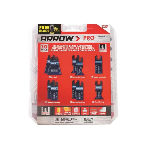 Arrow Oscillating Multi-Tool Blade Assortment Set, 10 Piece - OSCMULT-10A